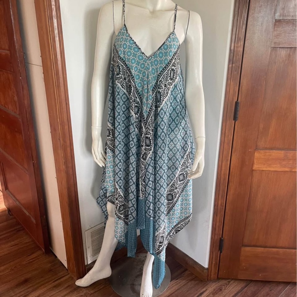 Magic Asymmetrical Blue and Black Patterned Dress
